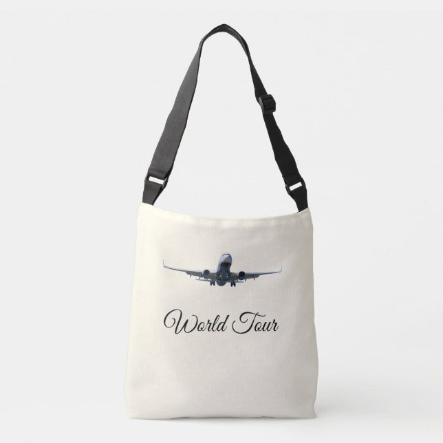 Flying around the world on ivory crossbody bag (Front)