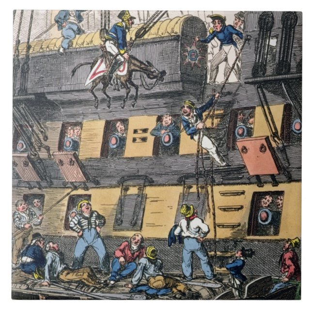 Flying Artillery or A Horse Marine (colour engravi Ceramic Tile (Front)