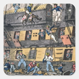 Flying Artillery or A Horse Marine (colour engravi Square Sticker