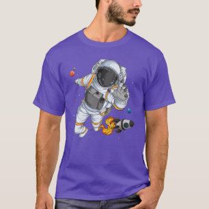 Flying Astronaut With Rocketship Outer Space T-Shirt