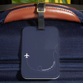 Flying Away Aeroplane Route DIY Colour Custom Name Luggage Tag