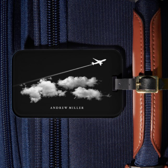 ©Flying Away/Jet Aeroplane/Personalised Pilot Luggage Tag (Front Insitu 4)