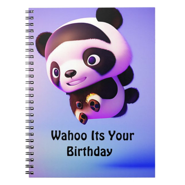 Flying Baby Panda, Birthday Notebook (Front)
