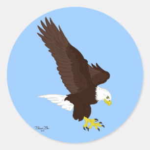 Flying Bald Eagle American Bird Tattoo Art Classic Round Sticker