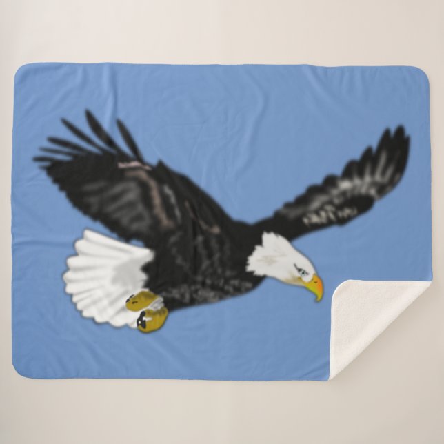 Flying Bald Eagle Sherpa Blanket - Choose Colour (Front (Horizontal))