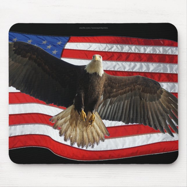 Flying Bald Eagle USA Patriotic Gift Mouse Pad (Front)