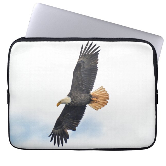 Flying Bald Eagle Wildlife Photograph Laptop Sleeve (Front)