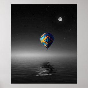 Flying Balloon Selective Minimalist Photography  Poster