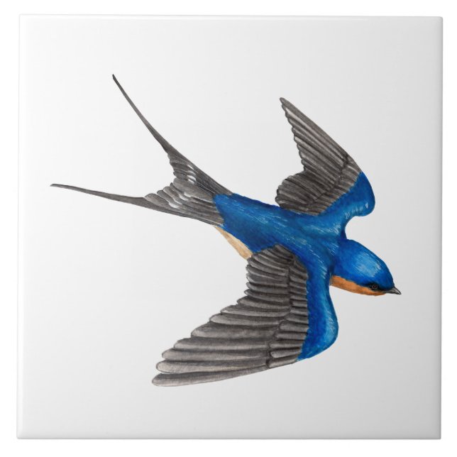Flying Barn Swallow Art Tile (Front)