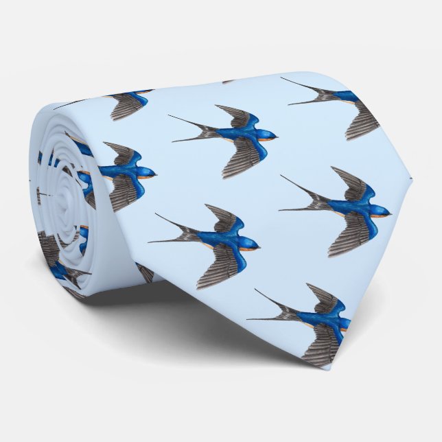 Flying Barn Swallow Necktie (Rolled)
