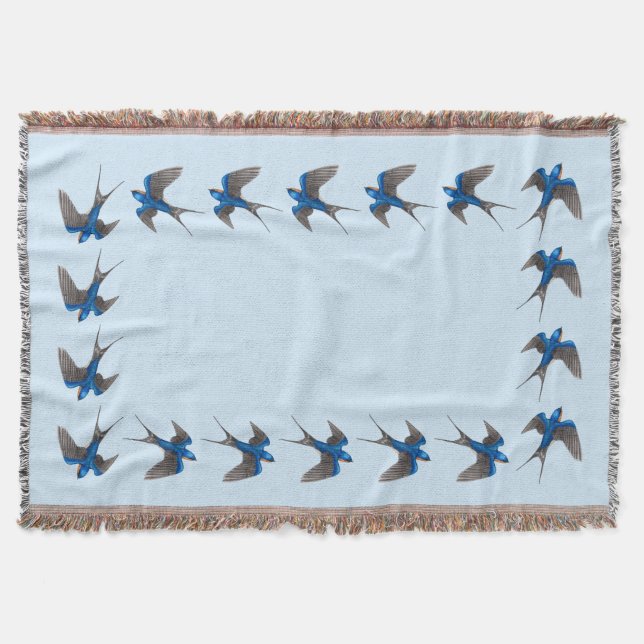 Flying Barn Swallows Throw Blanket (Front)