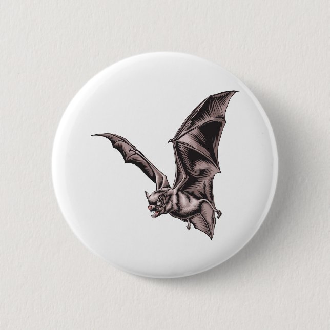 Flying Bat 6 Cm Round Badge (Front)