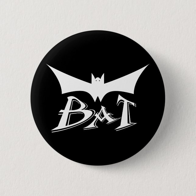 Flying bat 6 cm round badge (Front)