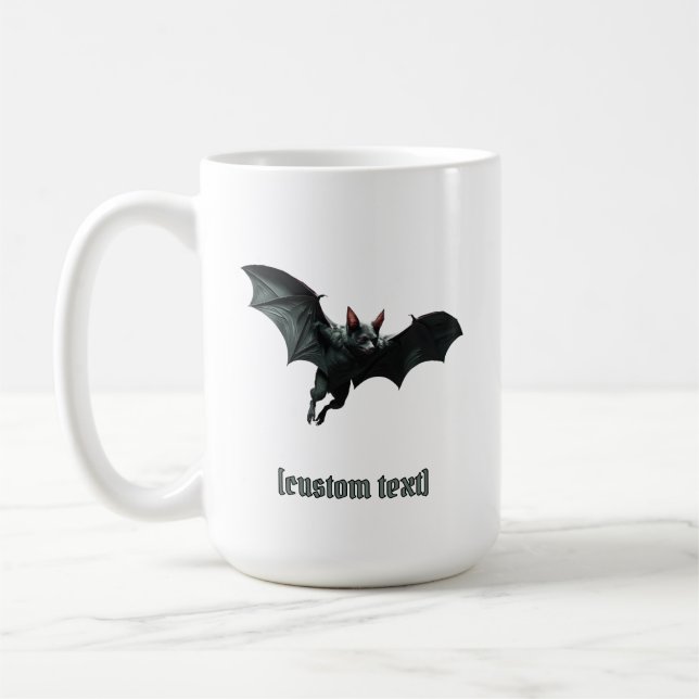 Flying Bat –  Custom Text  Coffee Mug (Left)