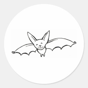 Flying Bat - fun original ink drawing sketch art Classic Round Sticker