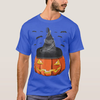 Flying Bat Jack O Lantern Witch Hat Halloween Spoo T-Shirt