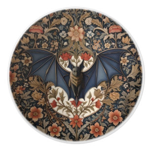 Flying Bat - Modern William Morris Floral  Ceramic Knob