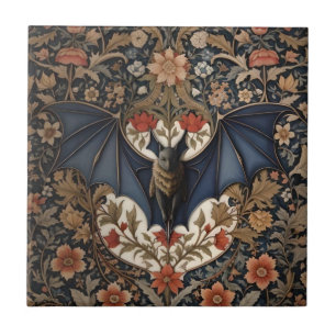 Flying Bat - Modern William Morris Floral  Ceramic Tile