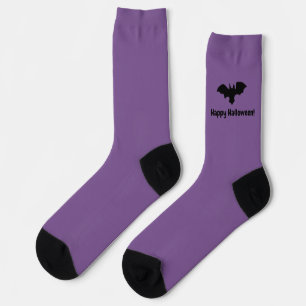 Flying Bat on Purple - Happy Halloween - Socks