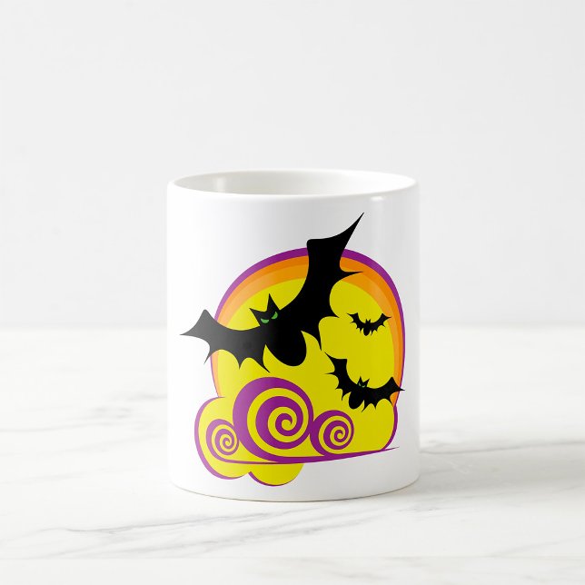 Flying Bats Halloween Night Full Moon Swirls Coffee Mug (Creator Uploaded)