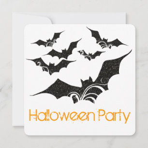 Flying Bats Halloween Party Invitation