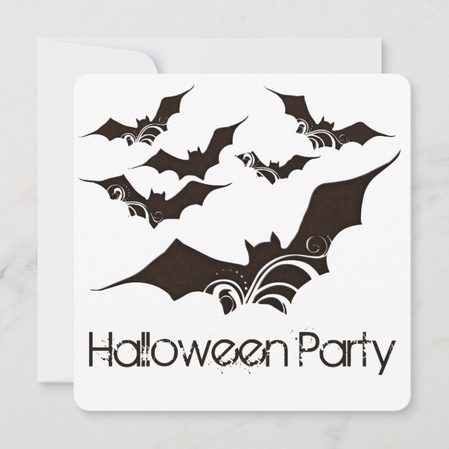 Flying Bats Halloween Party Invitation 2 (Front)