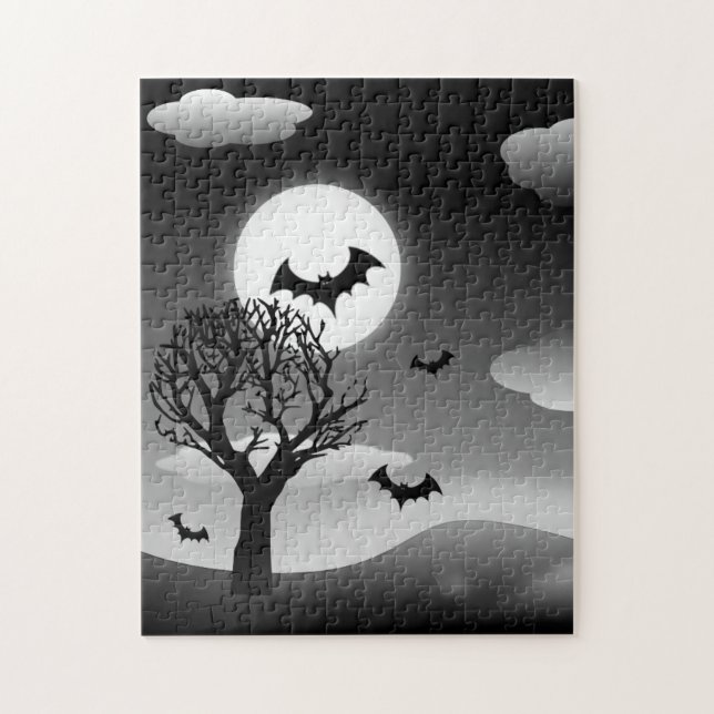 Flying Bats in the Moonlit Sky Puzzle (Vertical)