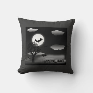 Flying Bats in the Moonlit Sky Throw Pillow