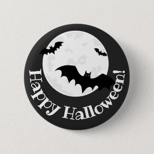 Flying Bats & Moon Halloween 6 Cm Round Badge