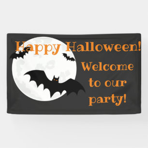 Flying Bats & Moon Halloween Banner