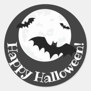 Flying Bats & Moon Halloween Classic Round Sticker