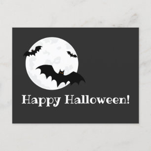 Flying Bats & Moon Halloween  Postcard