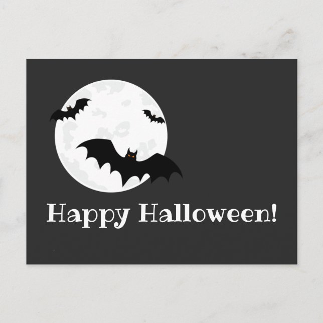 Flying Bats & Moon Halloween  Postcard (Front)