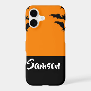 Flying bats on orange