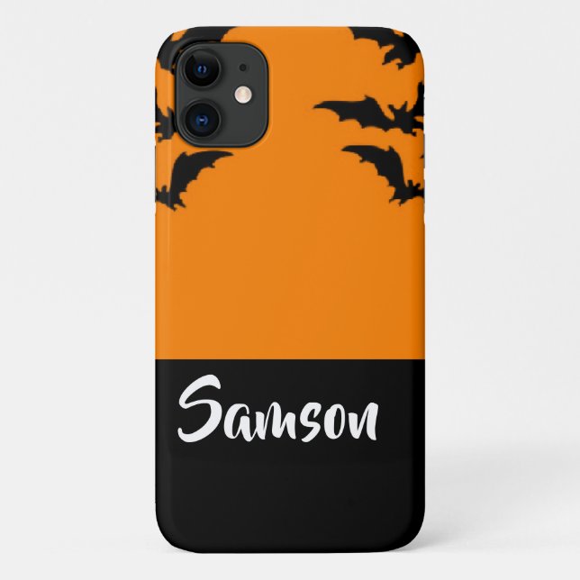 Flying bats on orange Case-Mate iPhone case (Back)