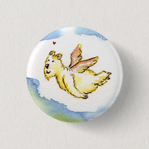 flying bear in love 3 cm round badge