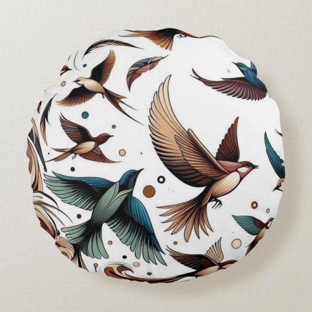 Flying beauty  round cushion (Front)