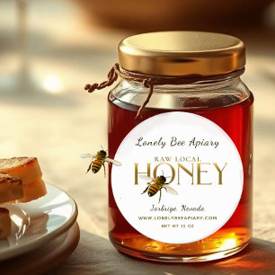 Flying Bee Raw Local Honey Label White