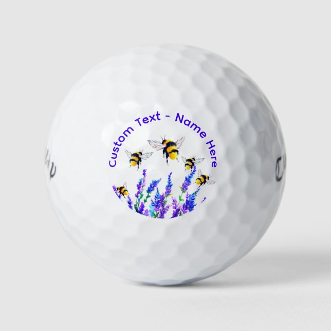 Flying Bees Golf Balls with Custom Text (Front)