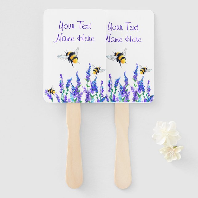 Flying Bees Hand Fan Personalized Custom Text (Front and Back)