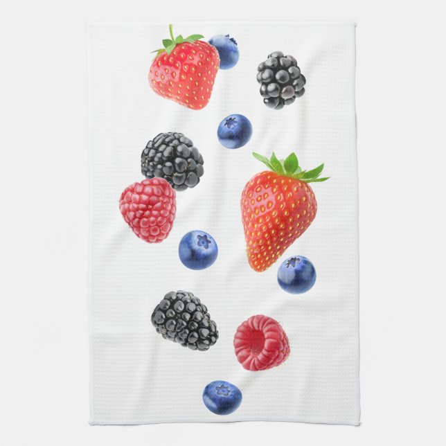 Flying berries tea towel (Vertical)
