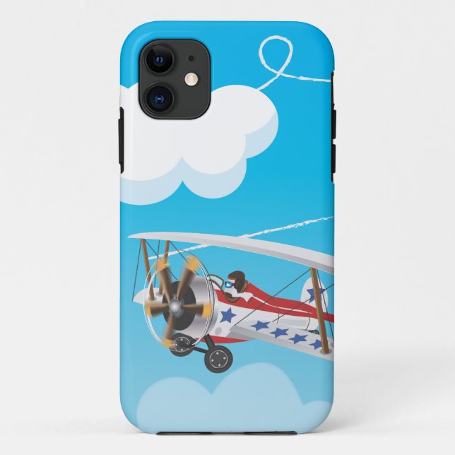 Flying bi-Plane Cartoon Case-Mate iPhone Case (Back)