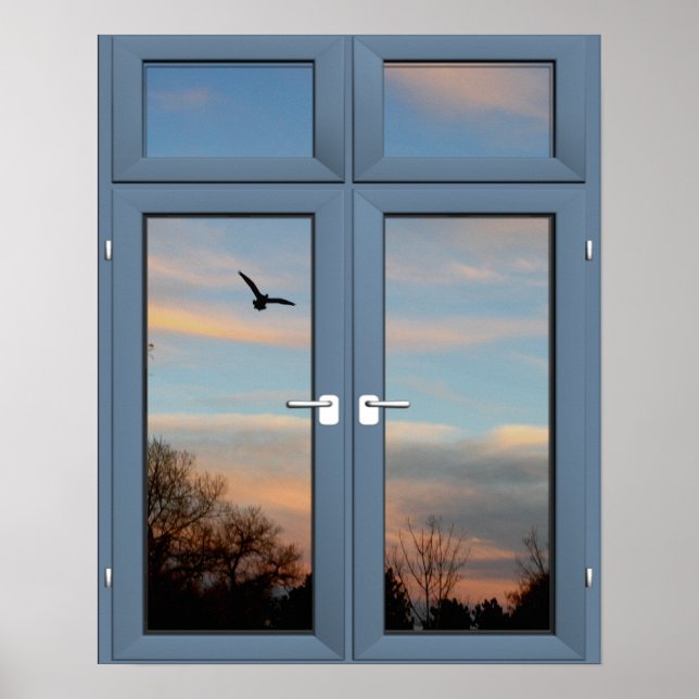 Flying Bird Picture Window Scenery - Illusion Poster (Front)