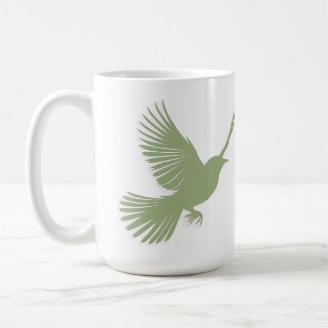 Flying Bird Silhouette Sage Green Scandinavian Coffee Mug (Left)