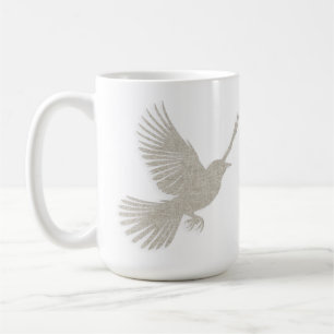 Flying Bird Silhouette Tan Linen Scandinavian Coffee Mug