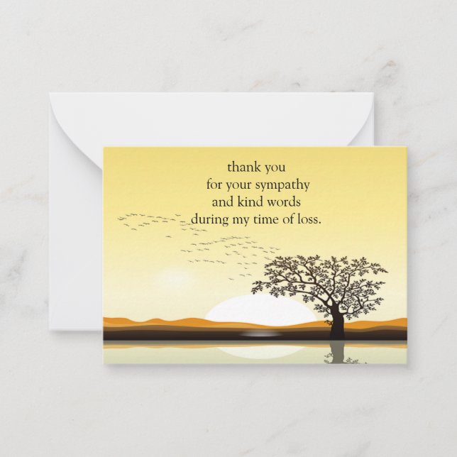 Flying Bird When Sunset Thank You Card (Front)