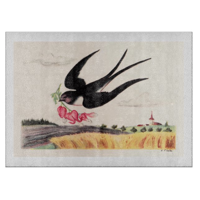 Flying Bird With Flowers Cutting Board (Front)