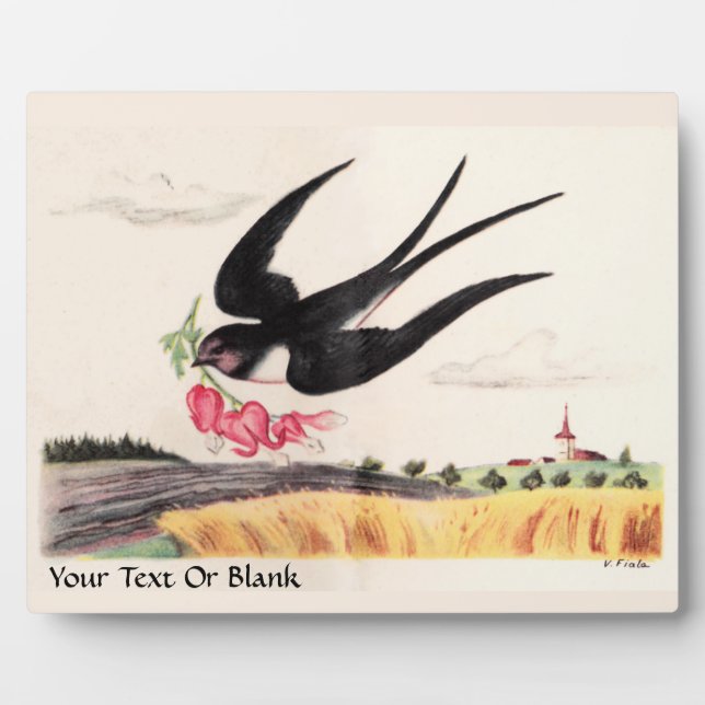 Flying Bird With Flowers Plaque (Front)