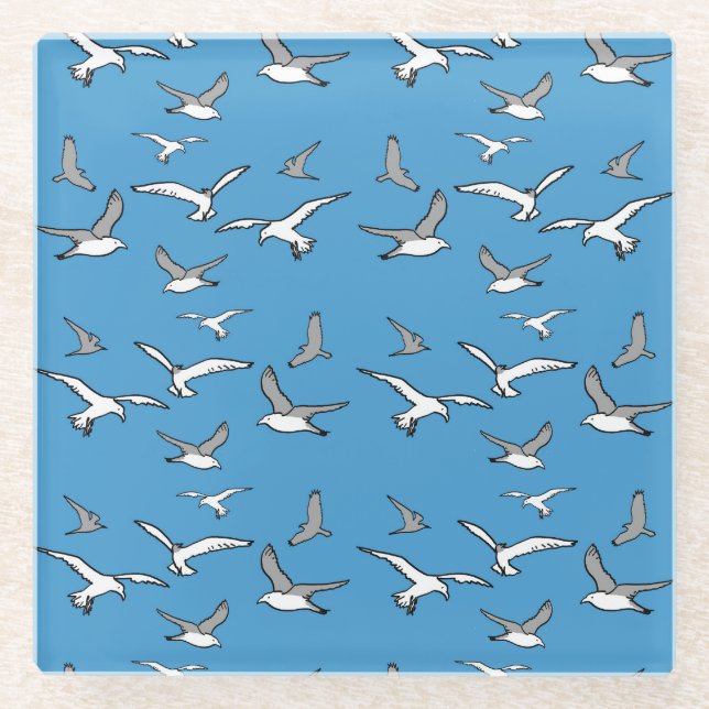 Flying Birds - a Flock of Seagulls Glass Coaster (Front)