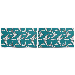 Flying birds and clouds pillow cases